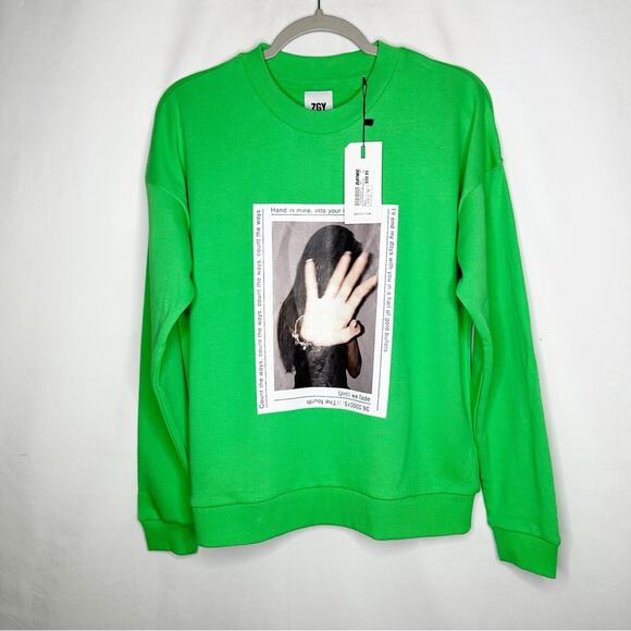 ZGY DENIM Zee Oversized Sweatshirt Electric Green NWT in XS - Picture 1 of 5